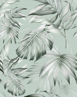 Tropikal yapraklar pürüzsüz. Egzotik orman duvar kağıdı.