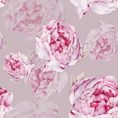 Şakayık desenli, yumuşak bir aralıkta, suluboya şeklinde çiçekler.