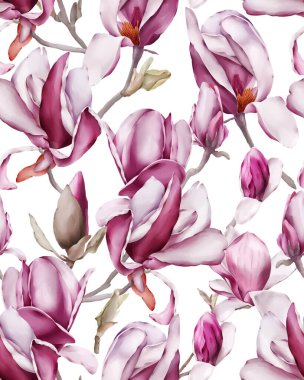 Manolyalı kusursuz bir desen. Suluboya tarzında çiçekler.