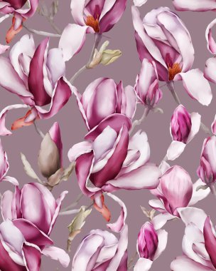 Manolyalı kusursuz bir desen. Suluboya tarzında çiçekler.