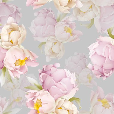 Şakayık desenli, yumuşak bir aralıkta, suluboya şeklinde çiçekler.