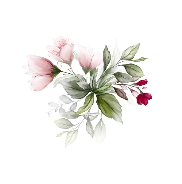 Beyaz Arka Planda Dalları Küçük Çiçekleri Olan Tebrik Kartı — Stok fotoğraf