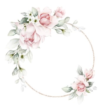 Suluboya tarzında beyaz bir arkaplan üzerinde güller ve yapraklar olan tebrik kartı 