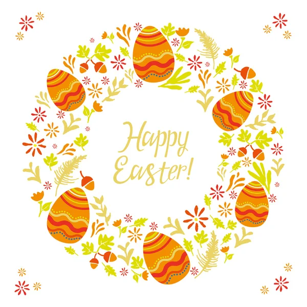 Easter card with eggs and floral designs. — Stock Vector