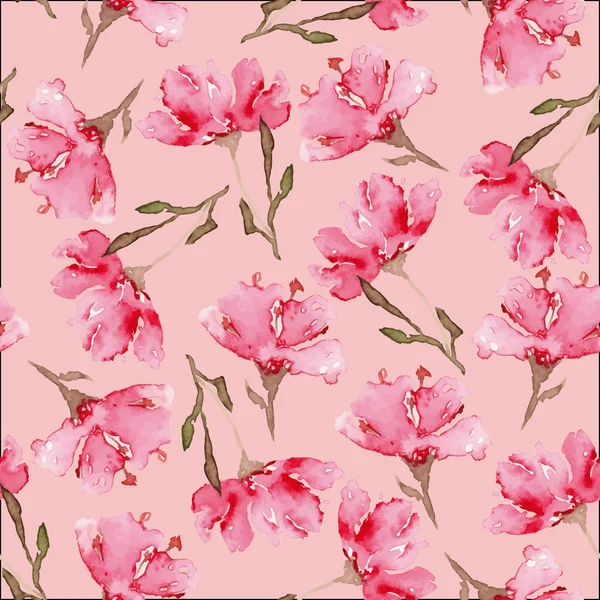 Watercolor flowers seamless pattern — Stock Vector