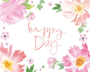 Suluboya tebrik kartı çiçekleri.