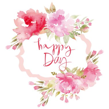 Suluboya tebrik kartı çiçekleri.