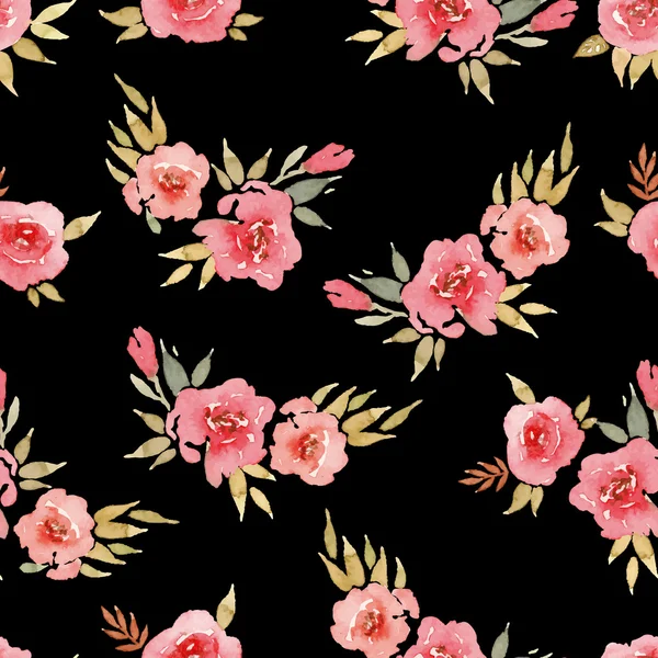 Sömlös mönster akvarell blommor — Stock vektor