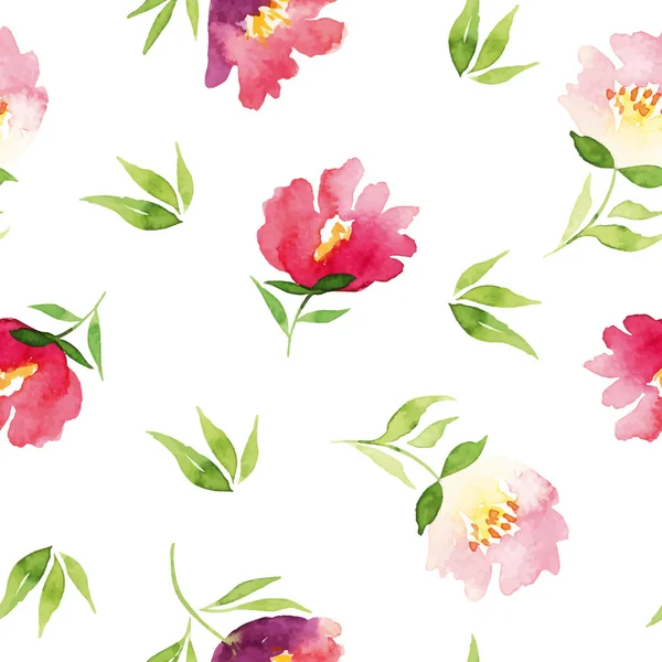 Seamless pattern watercolor flowers — Stock Vector