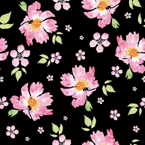 Naadloos patroon aquarel bloemen — Stockvector