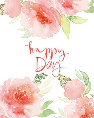 Suluboya tebrik kartı çiçekleri.