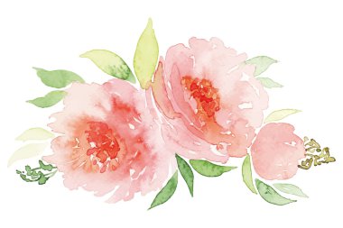 Suluboya tebrik kartı çiçekleri.