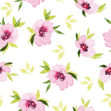 Bahar çiçekleri seamless modeli. Suluboya.