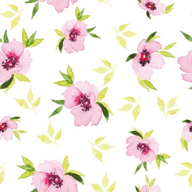 Bahar çiçekleri seamless modeli. Suluboya.