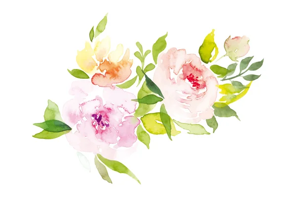 Fleurs de carte de voeux aquarelle . — Image vectorielle