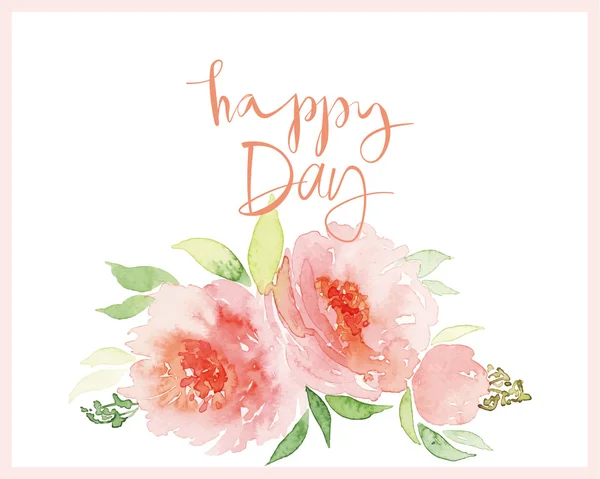 Watercolor greeting card flowers. — Stock Vector