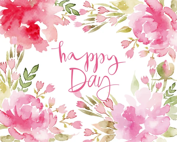 Suluboya tebrik kartı çiçekleri.