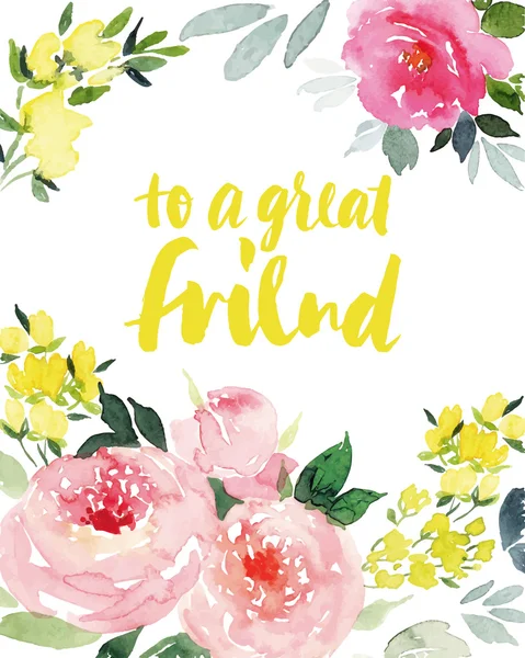 Suluboya tebrik kartı çiçekleri.