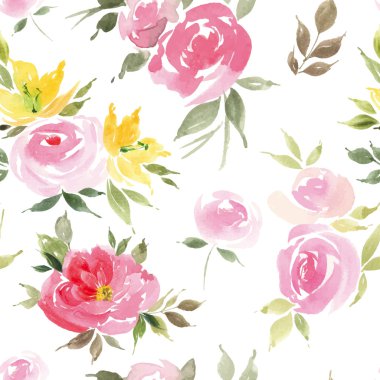 Suluboya çiçek deseni