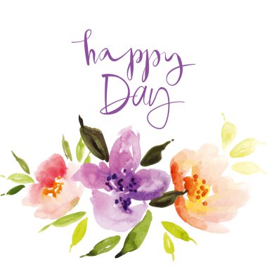 Suluboya çiçek çelengi