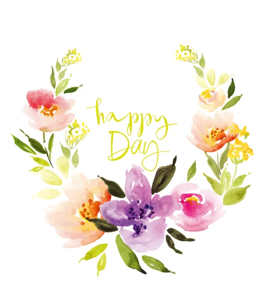 Suluboya çiçek çelengi