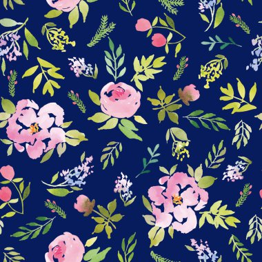 Suluboya çiçek deseni