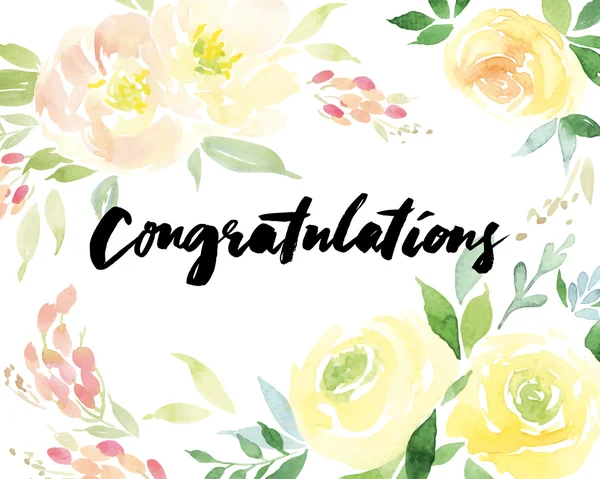 Suluboya tebrik kartı çiçekleri.