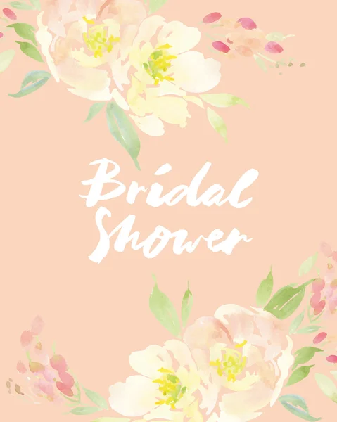 vektör suluboya çiçek davetiyeli. Gelin Duş