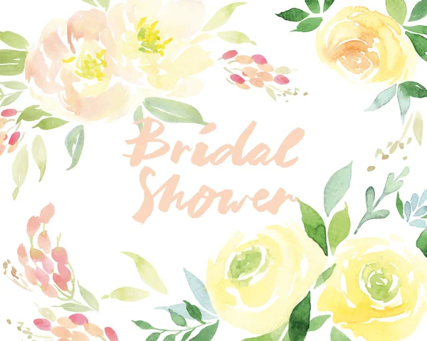 vektör suluboya çiçek davetiyeli. Gelin Duş