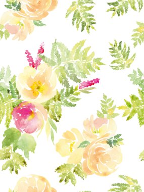 Suluboya çiçek deseni