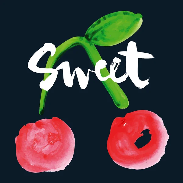 Sweet cherry print for shirts. — Stock Vector
