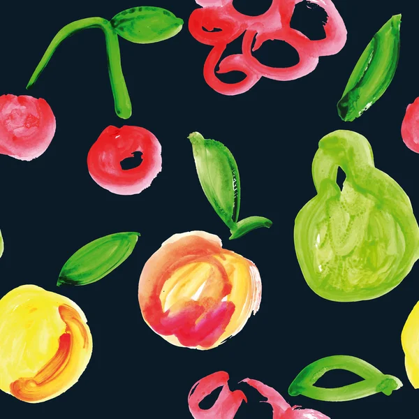Seamless mönster av frukt. Akvarell. — Stock vektor