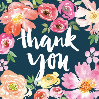 Suluboya tebrik kartı çiçekleri.