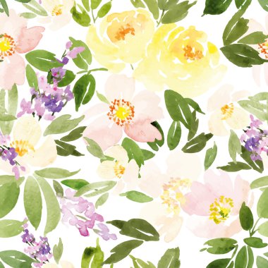 Suluboya çiçek deseni