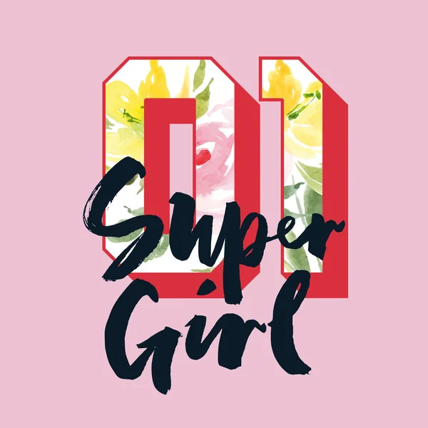 Voor T-shirt afdrukken. Super girl — Stockvector