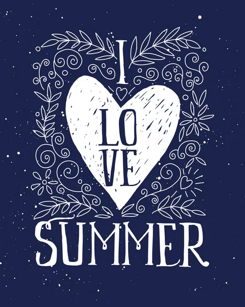 I love summer print T-shirt. Ink — Stock Vector