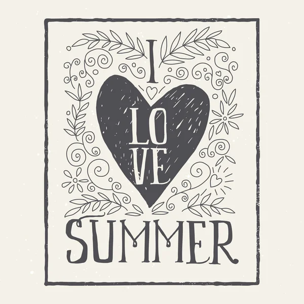 I love summer print T-shirt. Ink — Stock Illustration I love summer print T-shirt. Ink Vector Graphics