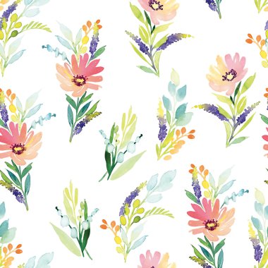 Suluboya çiçek deseni