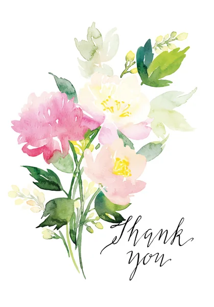 Akvarell üdvözlő kártya virágok. — Stock Vector