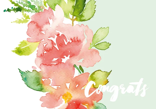 Aquarela flores cartão de saudação . — Vetor de Stock