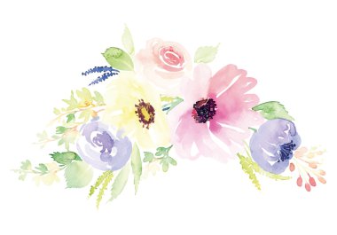 Suluboya tebrik kartı çiçekleri.