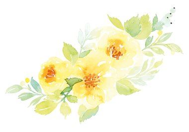 Suluboya tebrik kartı çiçekleri.