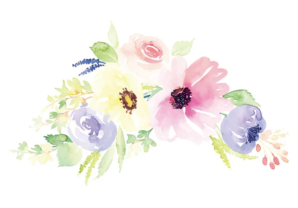 Suluboya tebrik kartı çiçekleri.