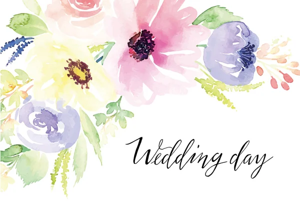 Suluboya tebrik kartı çiçekleri.