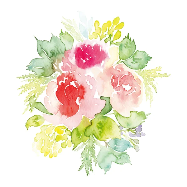 Watercolor greeting card flowers. — Stock Vector