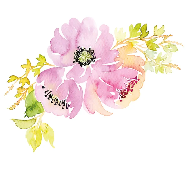 Fleurs de carte de voeux aquarelle . — Image vectorielle