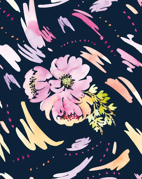 Spots watercolor seamless. Flowers. — Stockový vektor