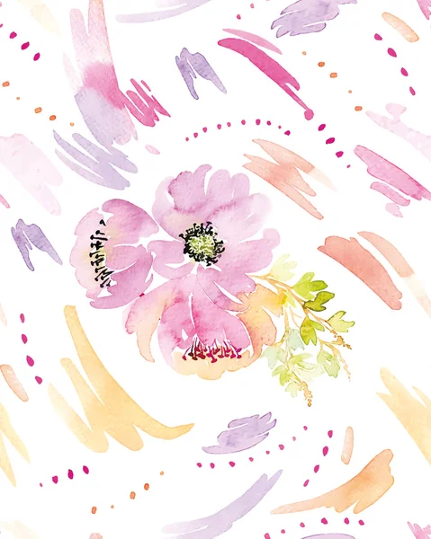 Spots watercolor seamless. Flowers. — ストックベクタ