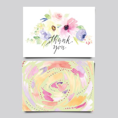 Dekoratif kartı. çiçekler içinde suluboya boyalı. yazı ver. seamless modeli.