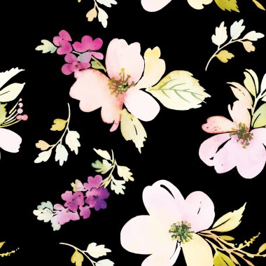 Suluboya çiçek deseni